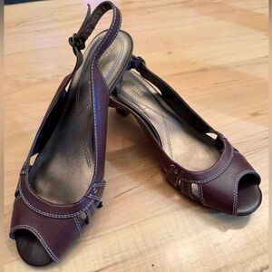 Naturalizer Brown Peep-Toe Slingback Heels